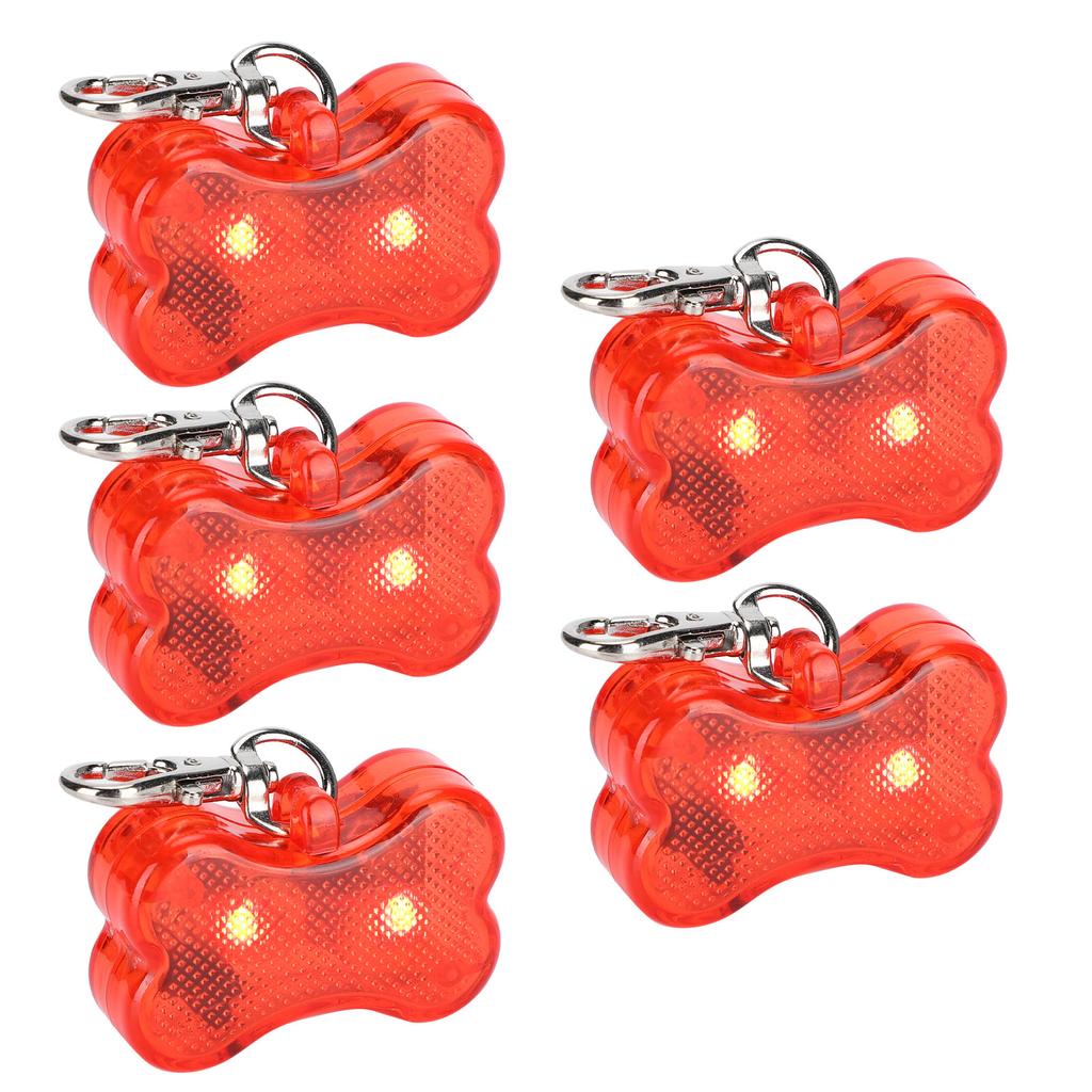 5Pcs Side Switch Bone Shape Pet Collar Light Lamp Tag Pendant Supply Waterproof Design