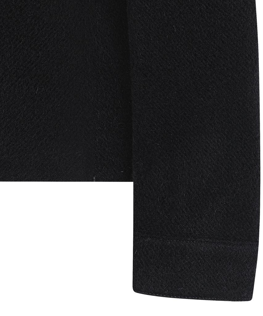 Noirer Alpaca Crop Zip-Up Jacket (Black)
