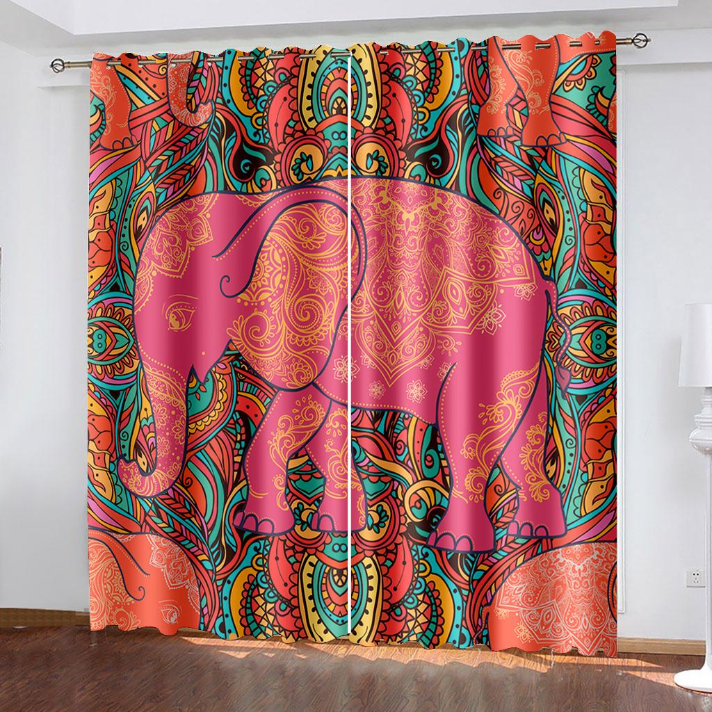 Böhmen Elefanten Fenster Vorhang Schlafzimmer Fenster Vorhänge Wohnzimmer Verdunkelung Vorhänge Cortinas Para La Sala