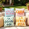 4pcs Italian Striped "Ciao Bella" Pillow Cover Outdoor Terrace Decoration Cushion Cover Home Bedroom Decoration Pillowcase