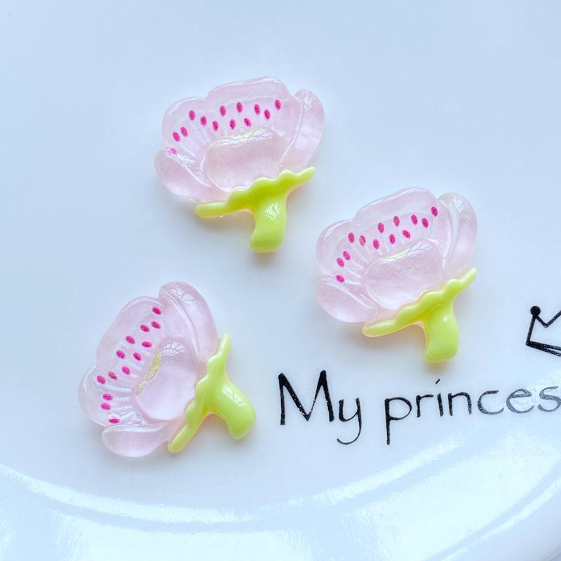 10Pcs New Cute Mini Luminous Transparent Lotus Flat back Resin Cabochons Scrapbooking DIY Jewelry Craft Decoration Accessorie