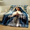 Blessed Virgin Mary Prayer Floral Blanket  Printed Blanket for Living Room Bed Couch lunch break Soft Cozy Blanket for Friend's festival Gift