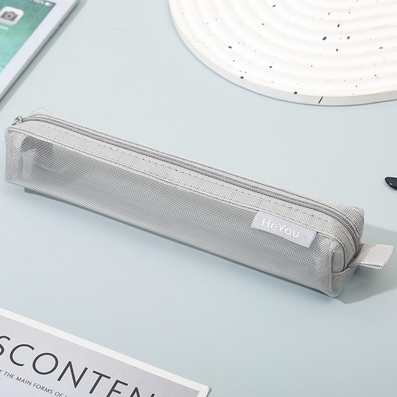 Mesh Pencil Case Storage Bag For Exams Portable Pencil Case Multi-Functional Square Stationery Pencil Pouch School Supplies