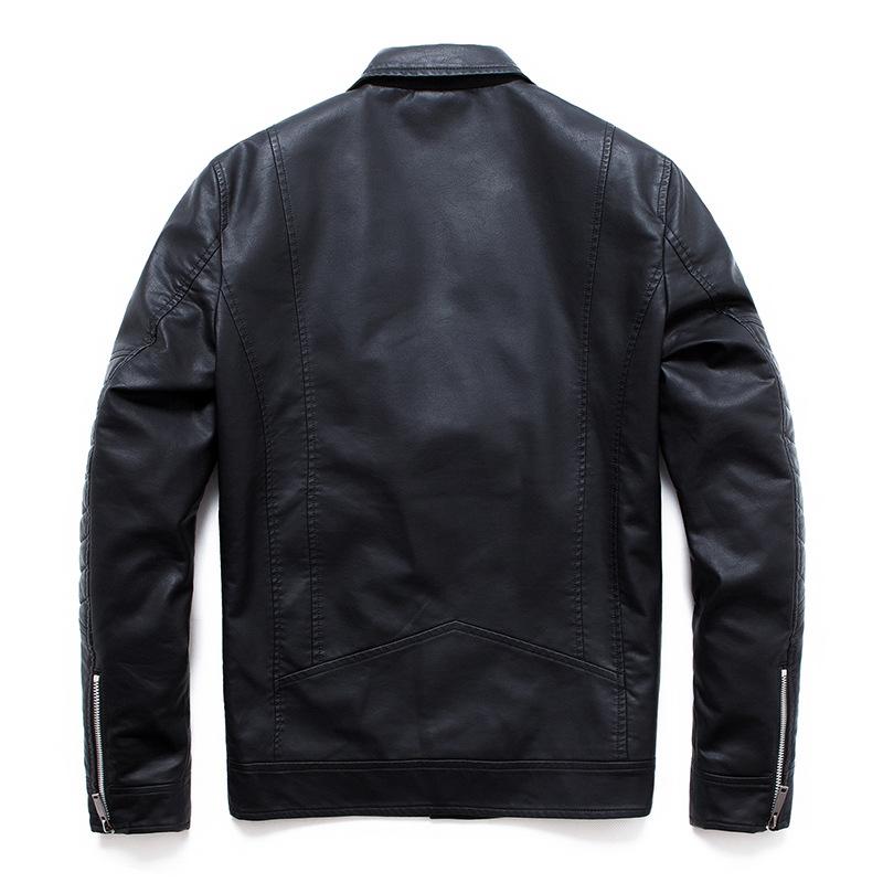Men's Motorcycle Jacket Lapel Suit Pu Leather Jacket Hong Kong Style Rock Leather Jacket Young Spring and Autumn Thin Jacket