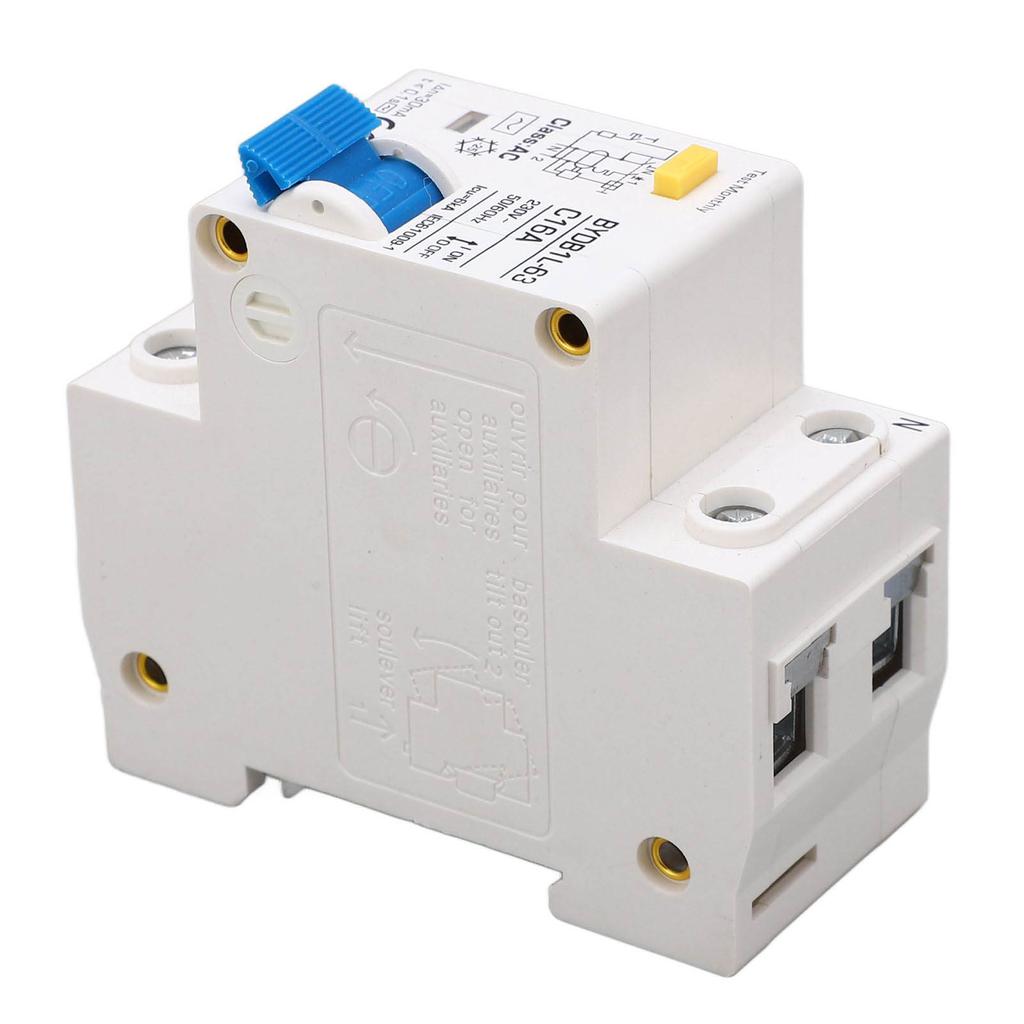Circuit Breaker 1P+N AC 230V 16A Residual Current Earth Leakage Protection Switch DIN Rail Mounting