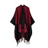 Jacquard Border Warm Shawl: European & American Autumn/Winter Extended Thick Scarf Cape