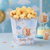 10 Stück Blaue Bären Popcornbox Glückliche 1. Geburtstagsparty Dekoration Kindergeschenke Geschenk Snackbox Kleiner Bär Thema Babyparty Zubehör