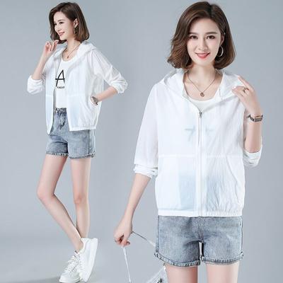 Women's Spring and Summer Enlarged Size Short Zip Section Solid Colour Casual Sports Hooded Sunwear