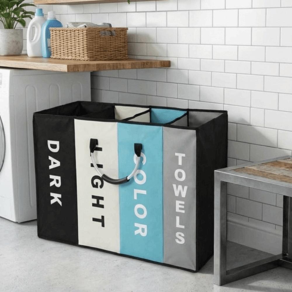 Large Capacity 4 Grids Dirty Clothes Basket Folding Miscellaneous Storage Bag  Dormitory