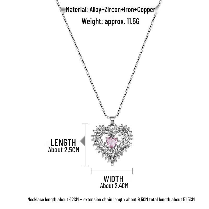 Blue & White Gradient Crushed Ice Heart Necklace - Women's Light Luxury Niche Clavicle Chain, Cool Original Design.