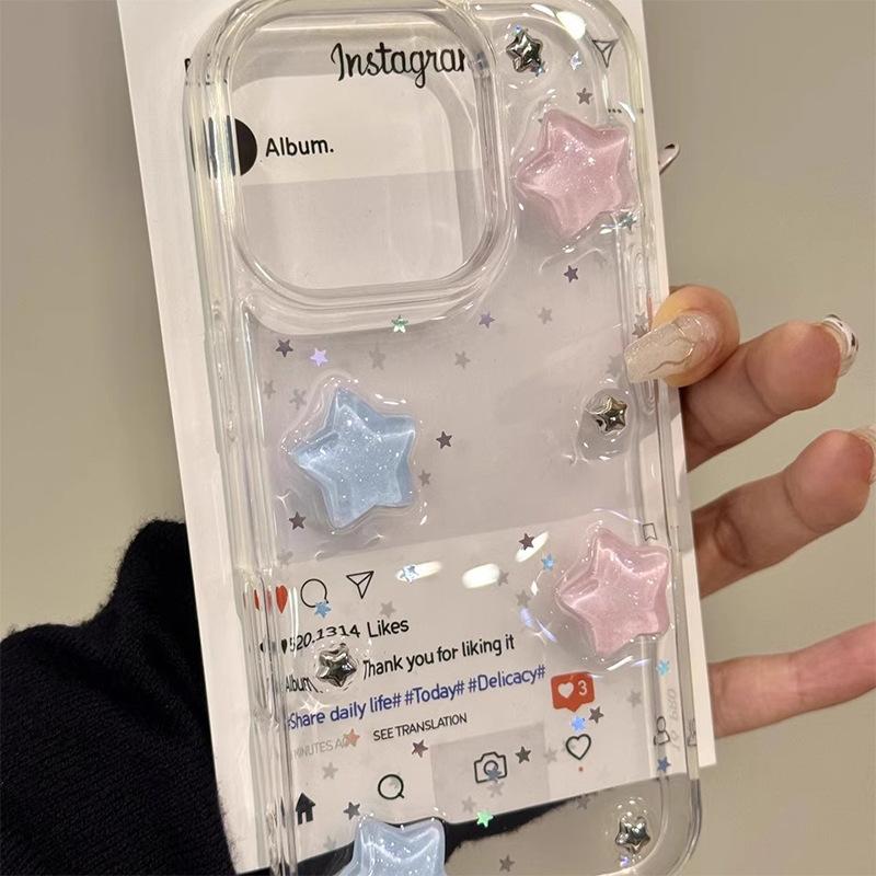 Bow Glitter Epoxy Mobile Phone Case For Iphone17Promax Stars Apple 16Plus Transparent 14 Women