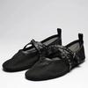 Designer Mesh Ballet Flats Women 2025 Fashion Leather Buckle Strap Hollow Flats Summer Light Comfort Beach Sandals Mules Loafers