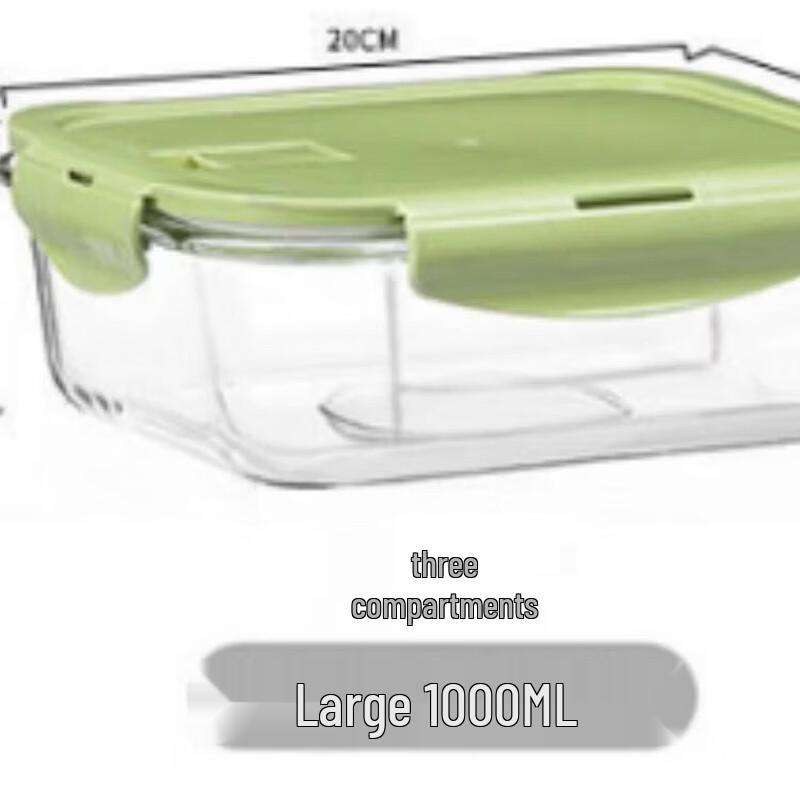 ZISIZ 3-Compartment Glass Food Storage Container Set
