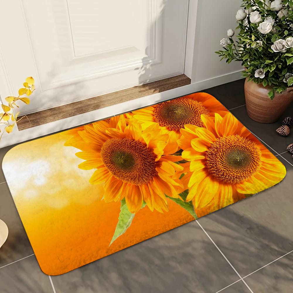 1pc Sunflower Doormats Home Carpet Bathroom Absorbent Mats Anti-Slip Mats Home Decor Supplies Carpets Home Kitchen Floor Mats