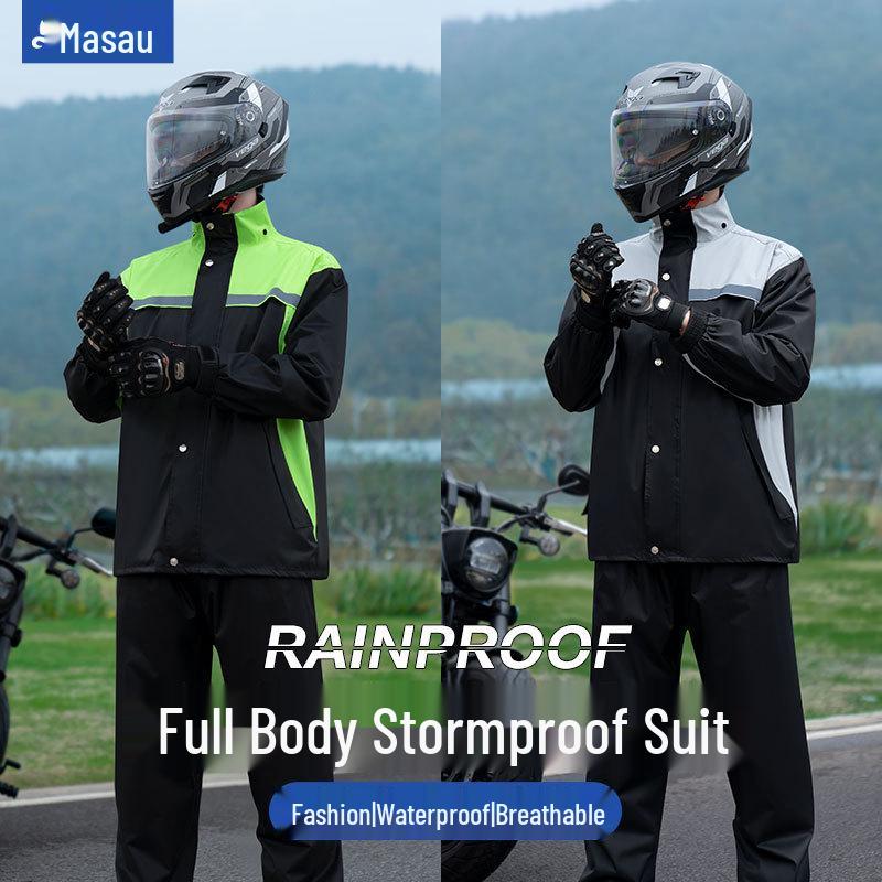 Reflective Raincoat & Pants Set: Storm-Proof Motorcycle Gear