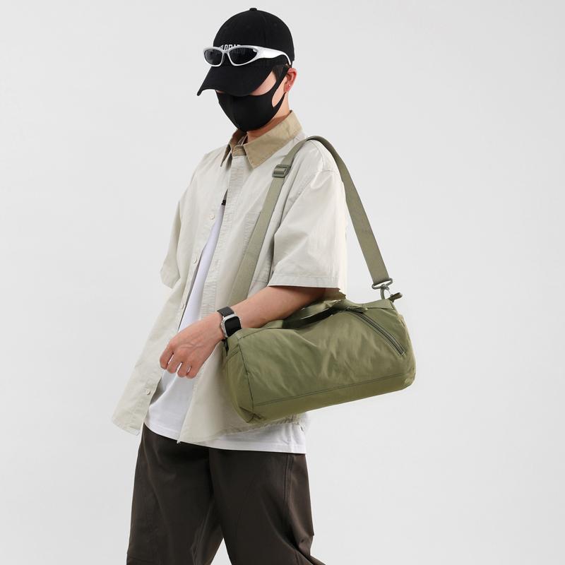 Solid Color Cylinder Travel Bag Portable Sports Fitness Bag Crossbody Bag