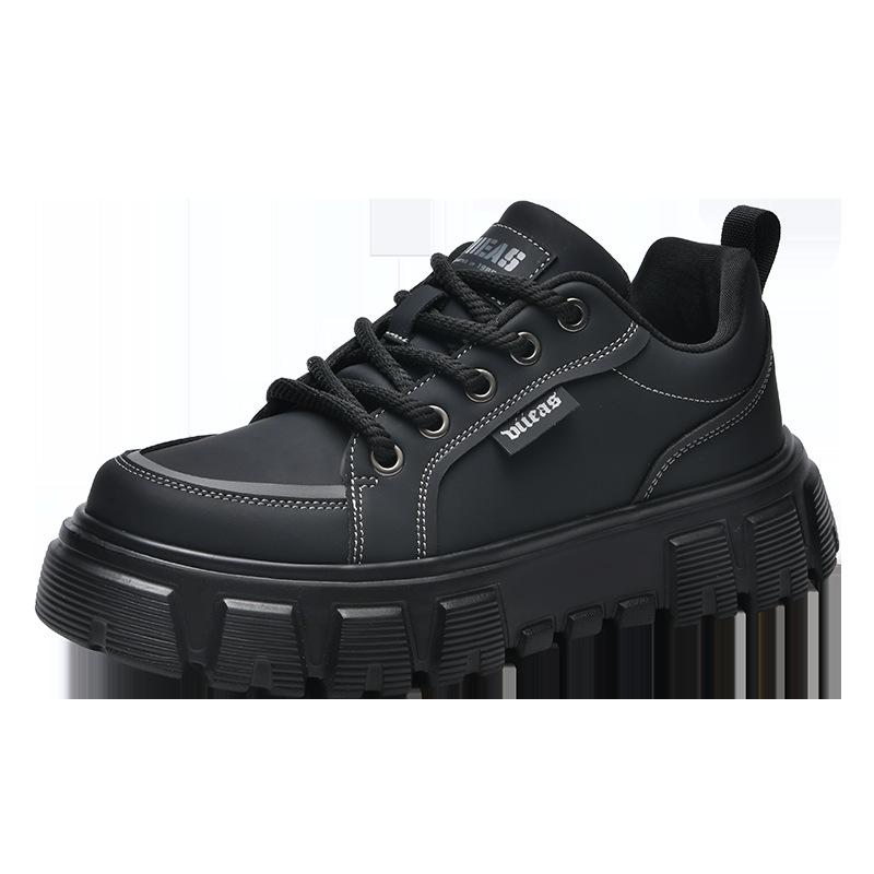 Spring New Men's Shoes Korean Style Fashion Niche Casual Men's Shoes Leather Low Top Thick Sole Comfortable Shoes