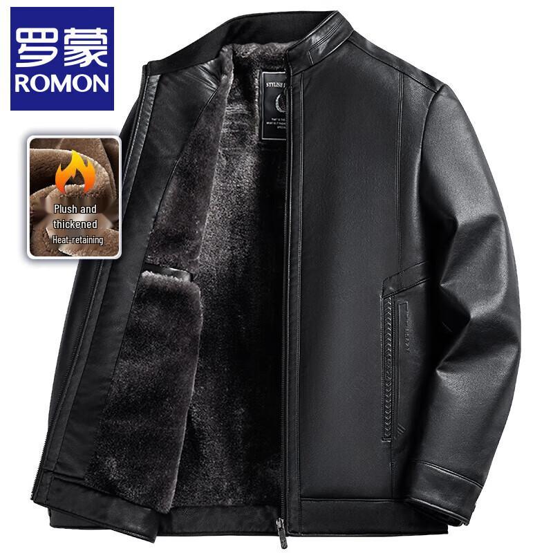 Luomeng Men s Warm Faux Leather Jacket 4XL