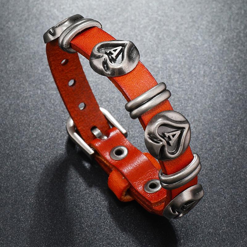 Unisex Vintage Punk Rock Star Cowhide Bracelet