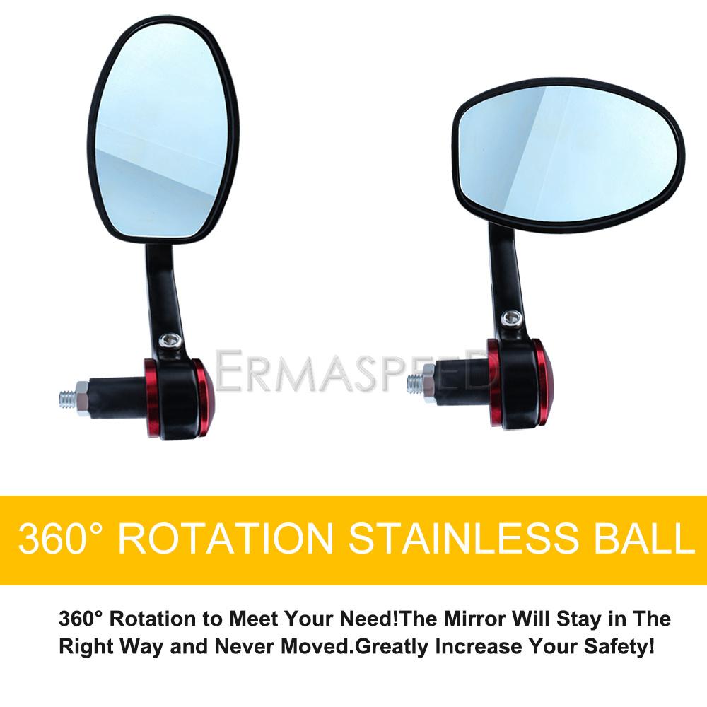 Universal Motorcycle Mirrors 7/8" 22mm Motorcycle Handlebar End Mirrors Aluminum Motorbike Side Rearview Mirrors