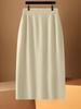 Women's High-Waist 100% Wool Knit Midi Bodycon Skirt - Autumn/Winter Collection