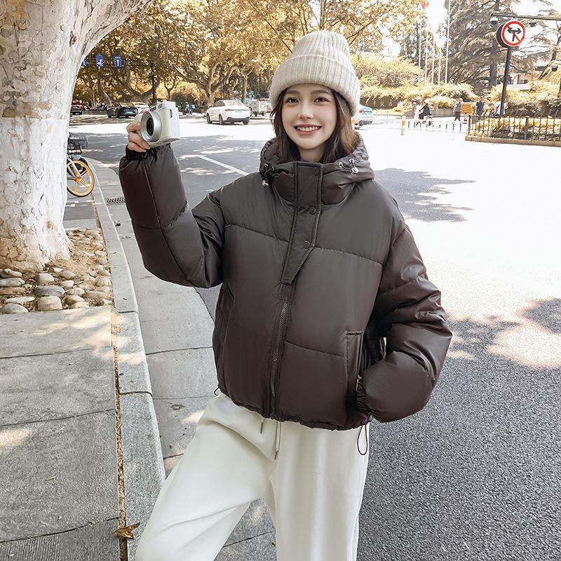 Real Leather Short Down Cotton Clothes Women's Winter Wind Loose and Thin Thickened Small Bread Clothes Cotton