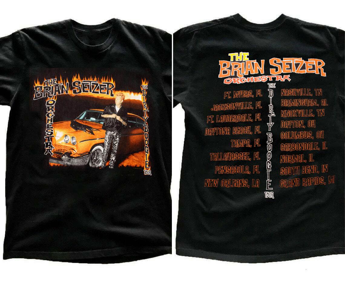 ВИНТАЖНАЯ ФУТБОЛКА THE BRIAN SETZER ORCHESTRA 1998 Черная Все размеры XXXL