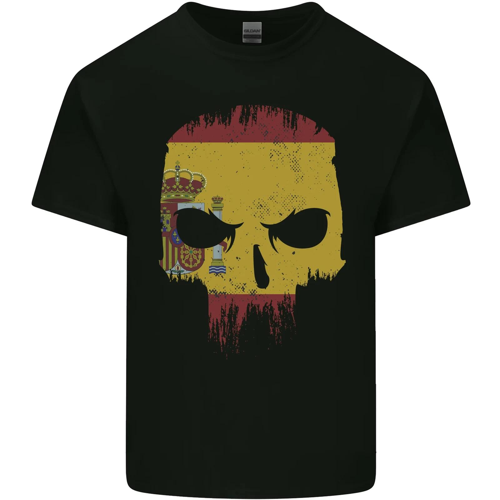 Spain Skull Spanish Gym Flag Biker Kids T-Shirt Childrens M