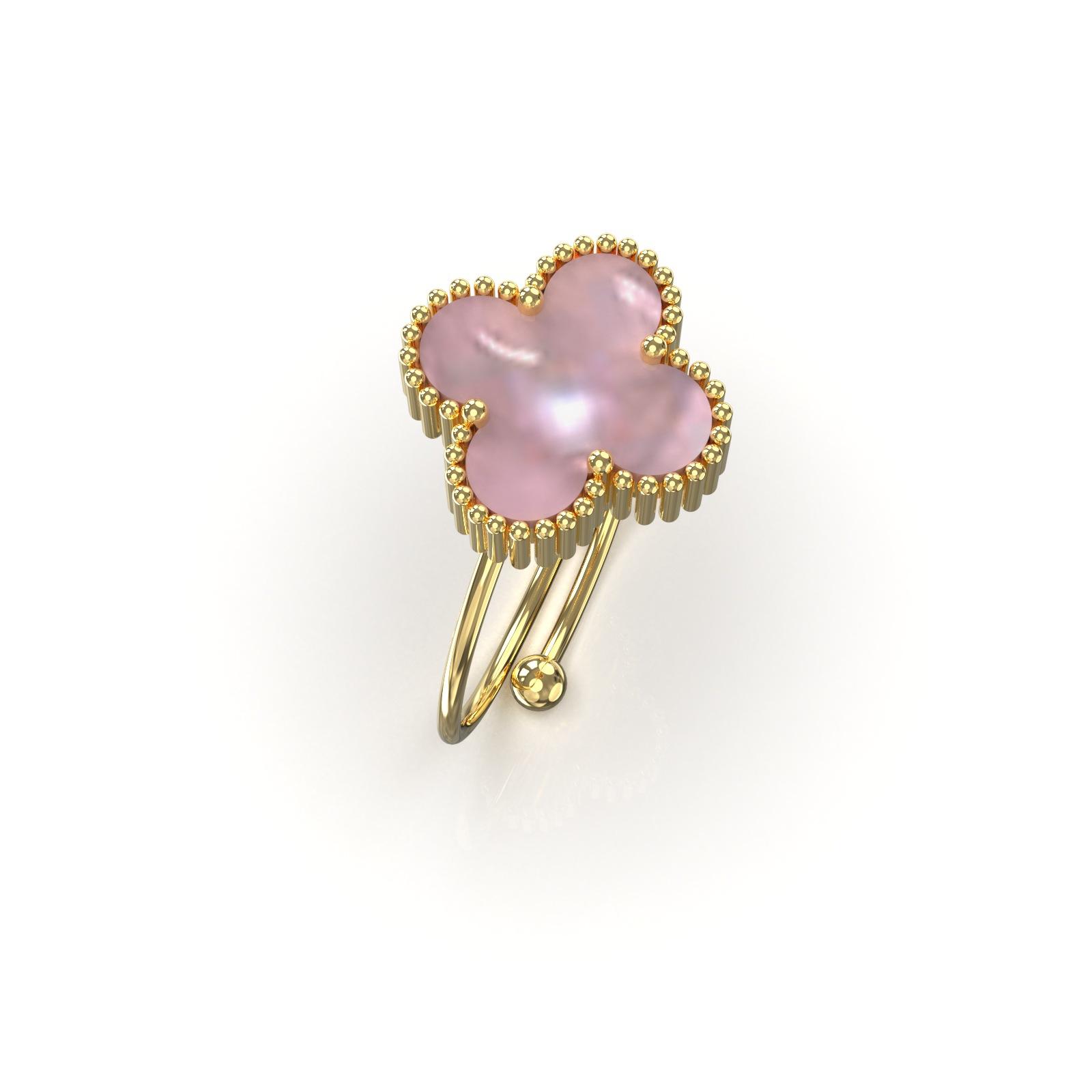 

Кольцо из титановой стали с лепестком четырехлистного клевера и перламутром, женское, регулируемое, на палец, нишевое, маленькое, свежее, с маленьким дизайном, кольцо на указательный палец Adjustable opening