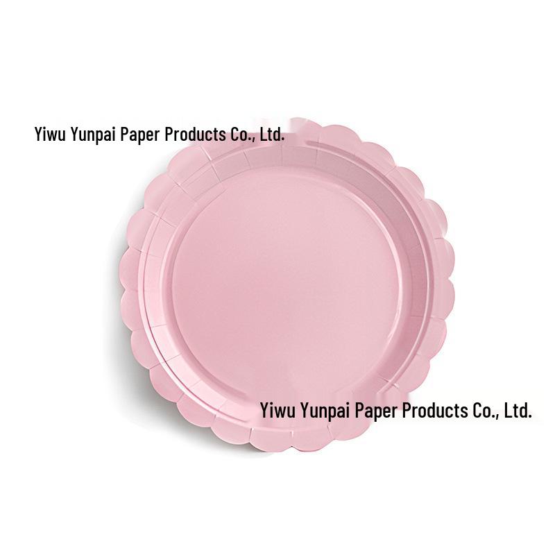 Pink Lace Disposable Party Tableware Set: Plates, Knives, Forks, and Spoons