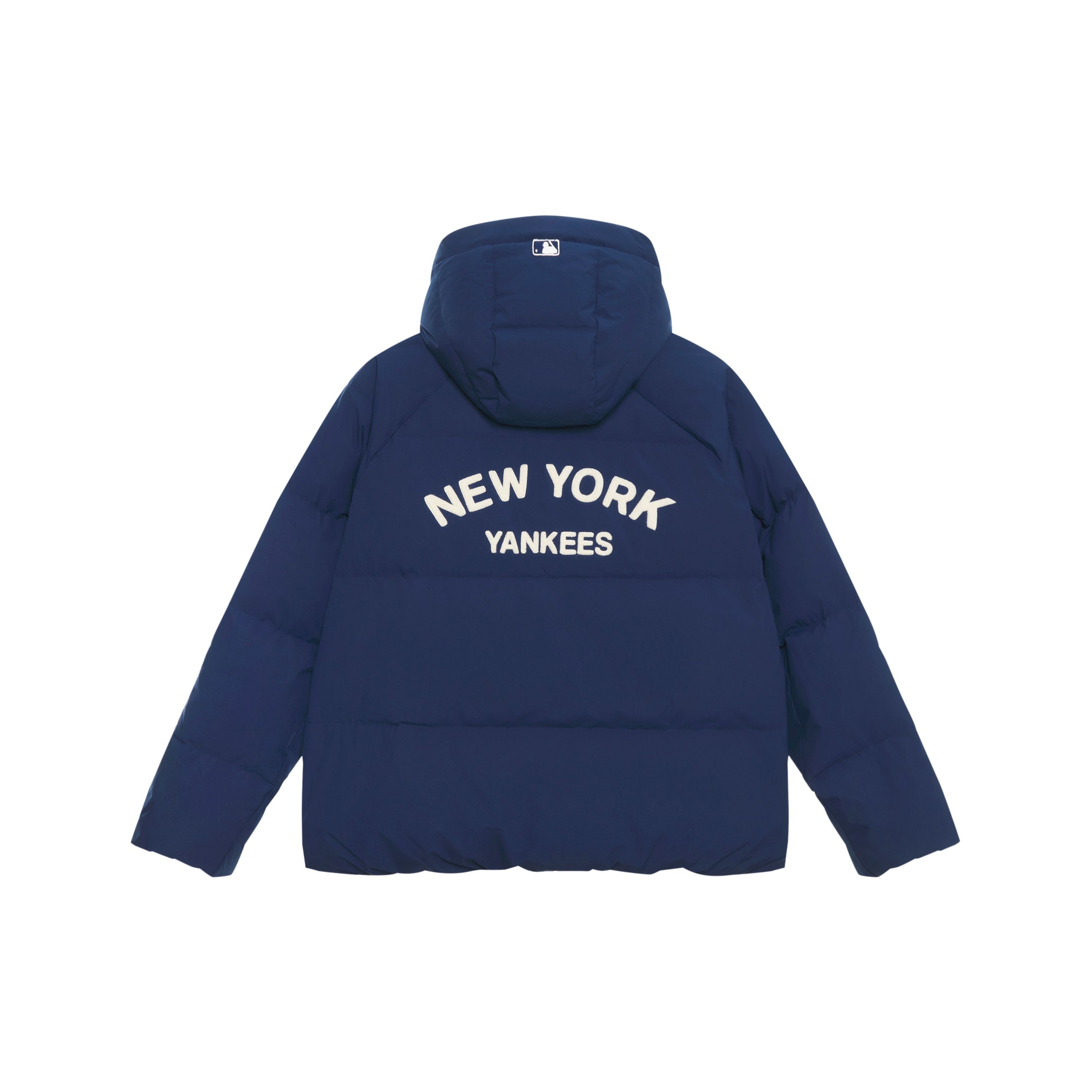 MLB College Stil New York Yankees FW24 3D Frottee Gesticktes Logo Kurz Lockerer Schnitt Mit Kapuze Warm Bequem Daunenjacke Unisex Oberbekleidung 3ADJV1046-50NYL S blue