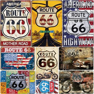 Route 66 Plaque, America's Mother Road, Vintage Metal Tin Signs, Bar, Cafe, Home, Outdoor Decor, Wall Art Poster, N361