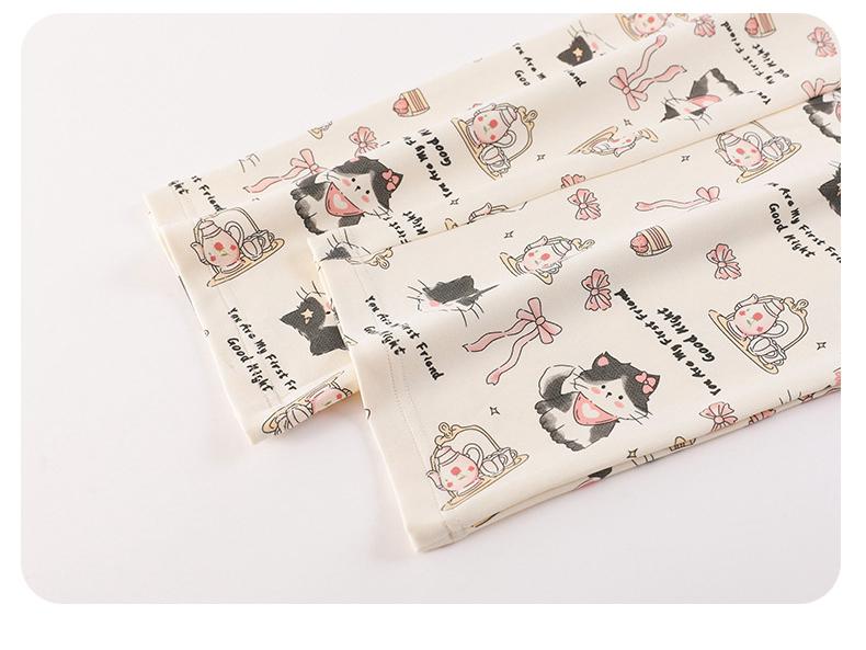 Ensemble de Pyjama Coréen pour Femme avec Coussinet de Poitrine - Manches Longues, Vêtement d'Intérieur Mignon pour le Printemps et l'Automne (2025)