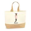Tote bag en jute - PLANETEE - Josyane Lettre Fleur - Multicolore - Jute naturel - Poignées renforcées