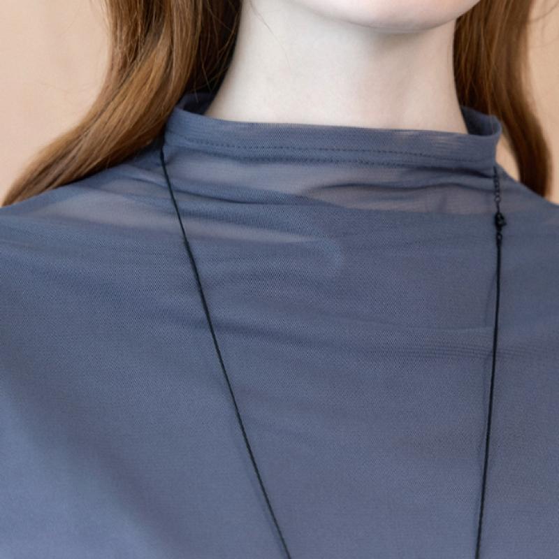 MAXZA High Neck Sheer Long Sleeve T shirT zb08qT604on