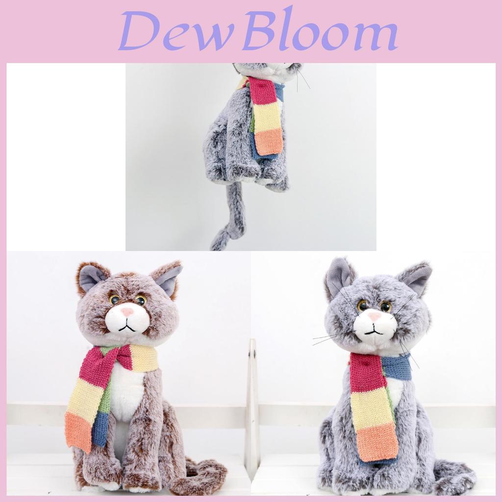 Cat Plush Toy With Scarf 28cm Soft Polyester Collectible Home Decor For Kids And Adults
