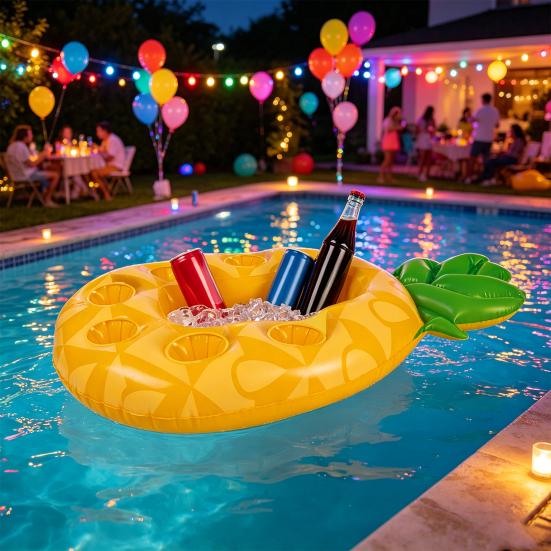 Inflatable Drink Holder Avocado Pineapple Drink Floaties Summer Coconut Tree Pool Beach Swimming Pool Parties Floating