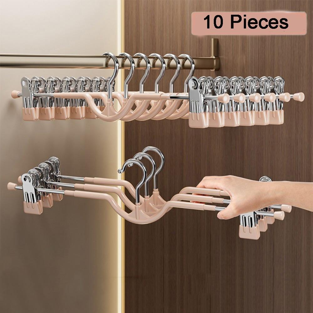 10PCS Non-slip Short Neck Trouser Clip Stainless Steel Adjustable Trouser Hanger  Women's Skirt