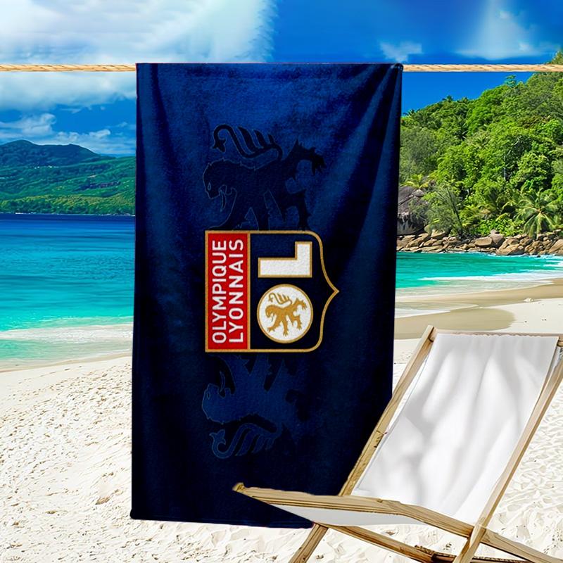 Lyon Football Crest Printed Beach Towel, Super Soft Microfiber, Perfect Gift Birthday, for Pool, Beach, Travel, for Family and Friends