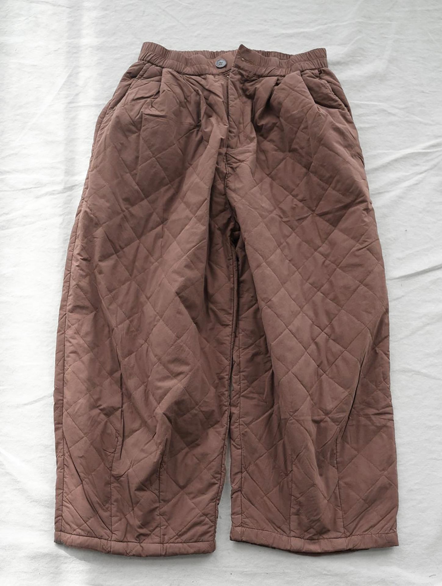 

Johnature Жіночі вінтажні прямі штани, однотонні вільні осінні штани на ґудзиках, теплі товсті повсякденні жіночі штани One Size кавовий