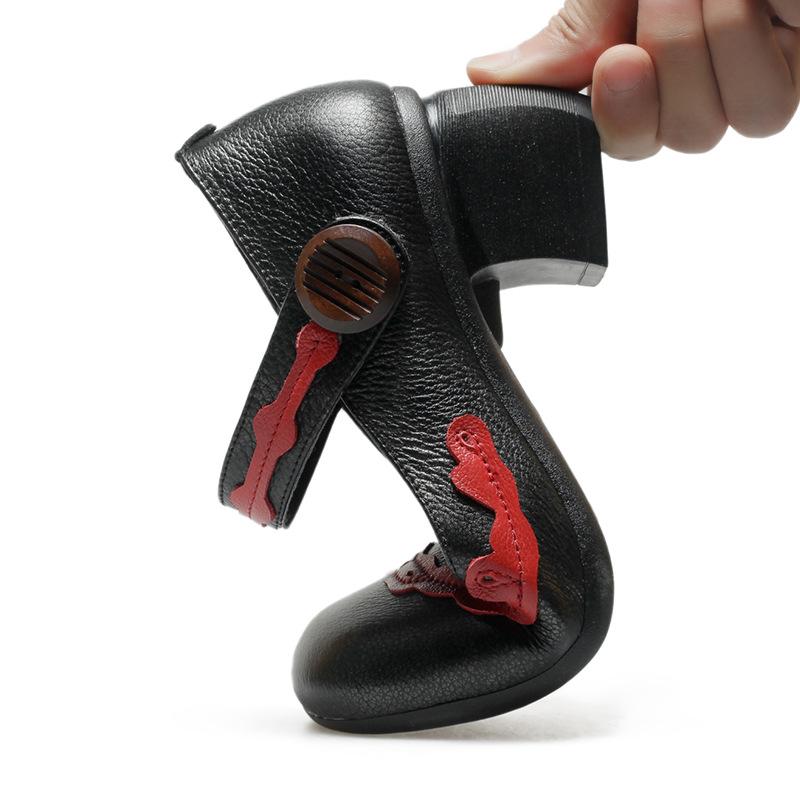 Women Shoes Platform Sandals Genuine Leather 2023 New Buckle Strap Print Retro Handmade Concise Leisure Ladies Sandals