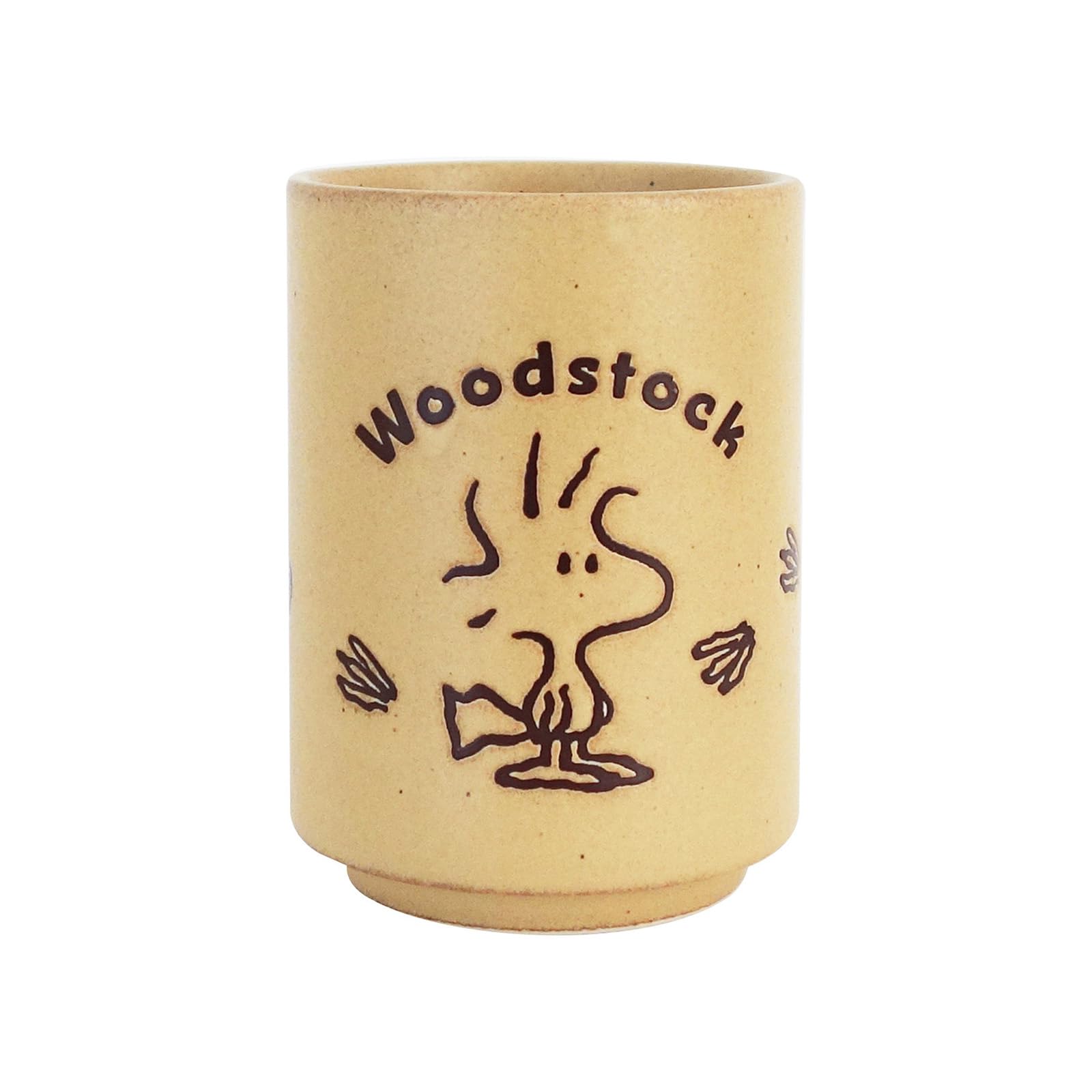 

PEANUTS Snoopy and Woodstock Microwave and Dishwasher Footprint Yellow Made in 631104 Teacup, Approx. 270ml, Safe, Design, Beige, Japan,