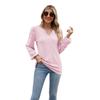 Spring and Autumn Women's Blouse Fashion V-neck Buttons Hollow Loose Long-sleeved T-shirt Tops