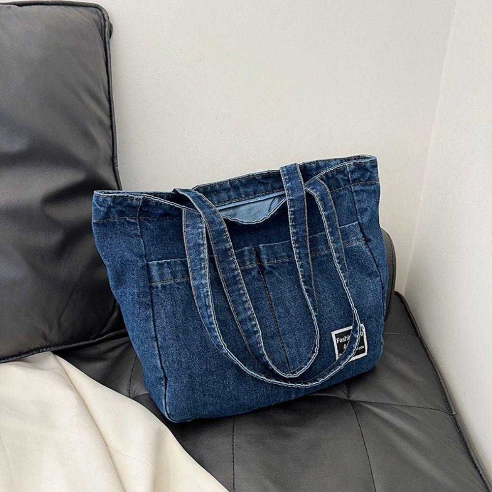 Storage Bag Denim Handbag Oxford Casual Shoulder Bag Vintage Large Capacity Tote Bag  Outdoor