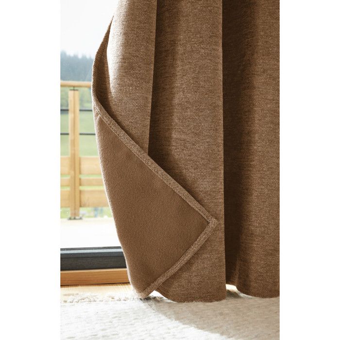 "Bjorn" 100% Opaque, Soundproof and Thermal Blackout Curtain with Fleece Lining - Bjorn Camel - 1 Blackout Panel + Fleece 140 X 180 Cm