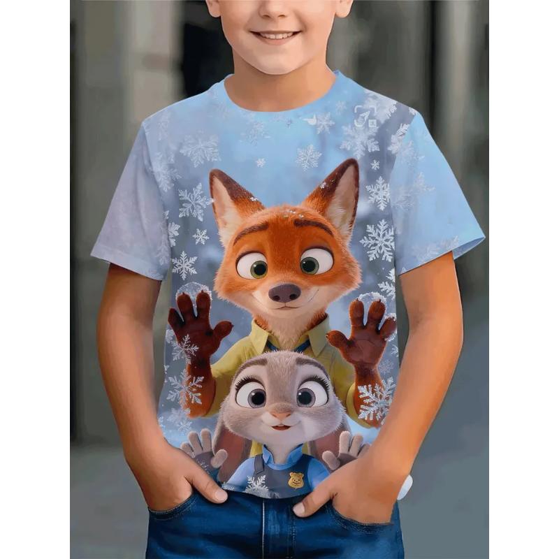 Fashion Children's Clothing Crew Neck Short Sleeve 3D Casual Color Printing Casual Short Sleeve Crew Neck T-Shirt