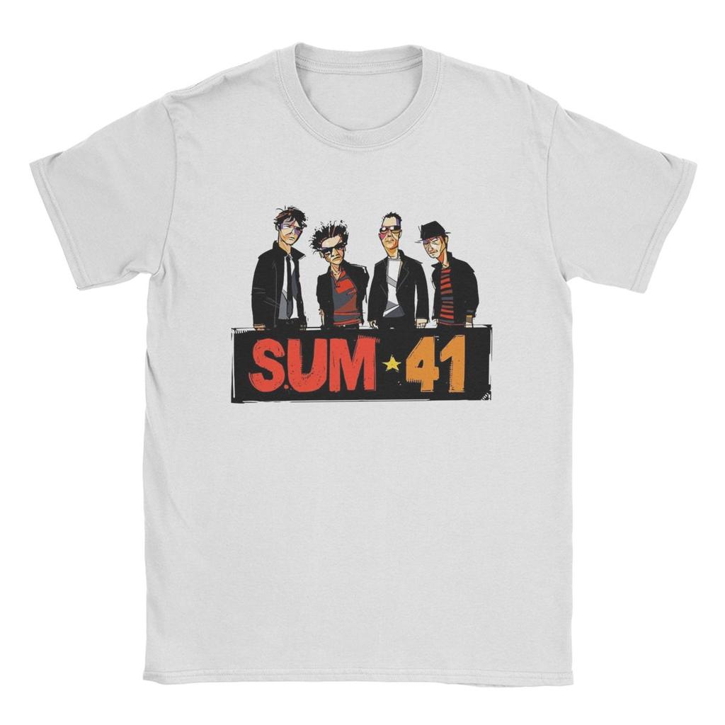 Novelty Band Sum 41 T-Shirt for Men Crew Neck Pure Cotton T Shirts SUM41 Punk Short Sleeve Tees Graphic Printed Clothing