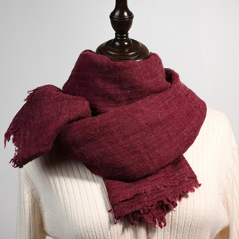 Thin Wool Scarf Women's 2025 Autumn and Winter New Solid Color Scarf Fashion Warm Decorative Shawl Scarf