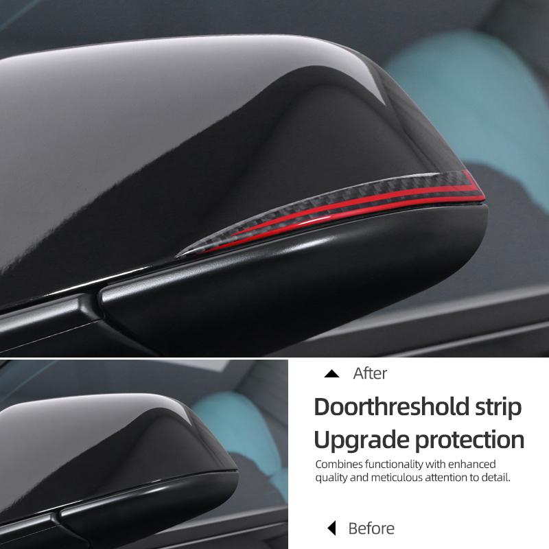 For Tesla Model 3 Model Y 2018-2026 Carbon Fiber Car Rearview Mirror Anti-collision Strip Protector Sticker Decoration Accessory