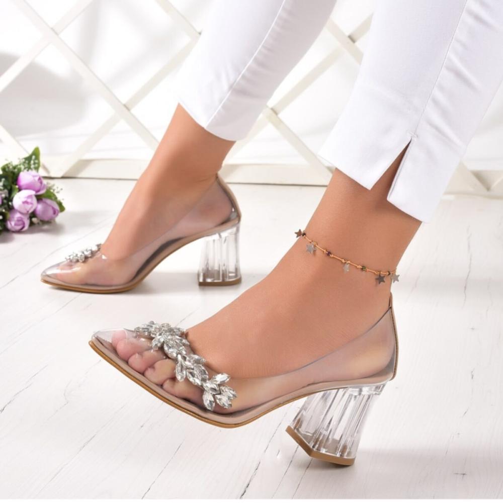 

Женская мода Принцесса десять прозрачных каменных вечерних модельных туфель 8 см классические туфли на каблуках